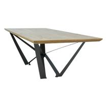 Mesa de Jantar Base de Ferro Shaman 238cm Castanho Oregon G04 - Gran Belo