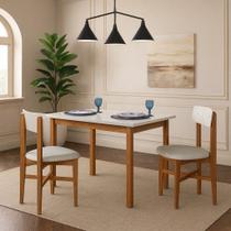Mesa de Jantar Base Madeira Maciça com 2 Cadeiras Elisa Ideal para Apartamenteo 1,20x80 Branco Mesa de Jantar Base Madeira Maciça com 2 Cadeiras Elisa Ideal para Apartamenteo 1,20x80 Branco