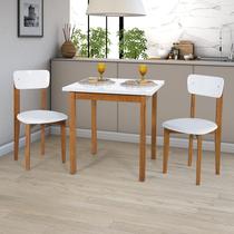 Mesa de Jantar Base Madeira Maciça com 2 Cadeiras Elisa Ideal para Apartamenteo 80x80 Branco Mesa de Jantar Base Madeira Maciça com 2 Cadeiras Elisa Ideal para Apartamenteo 80x80 Branco