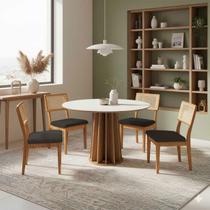 Mesa de Jantar Base Ripada 105cm com 4 Cadeiras 100% MDF