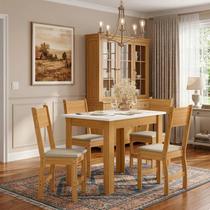 Mesa de Jantar Bellagio 108x68 Freijó UV/Tampo Off White + 4 Cad. Milano Freijó UV/Savana - Poliman Mesa de Jantar Bellagio 108x68 Freijó UV/Tampo Off White + 4 Cad. Milano Freijó UV/Savana - Poliman