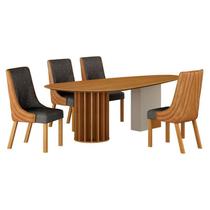 Mesa de Jantar Belle 1,80x1,00m Orgânica Cinamomo Off-White com Kit 4 Cadeiras para Mesa de Jantar Belle Sintético Terracota e Linho Chumbo Cinamomo - Mesa de Jantar Belle 1,80x1,00m Orgânica Cinamomo Off-White com Kit 4 Cadeiras para Mesa de Jantar Belle Sintético Terracota e Linho Chumbo Cinamomo -