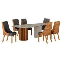 Mesa de Jantar Belle 2,00x1,00m C/ Vidro Cinamomo Off-White Kit 6 Cadeiras Sintético Terracota e Chumbo Cinam. - Leifer Mesa de Jantar Belle 2,00x1,00m C/ Vidro Cinamomo Off-White Kit 6 Cadeiras Sintético Terracota e Chumbo Cinam. - Leifer