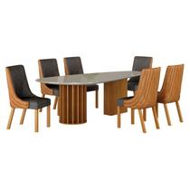 Mesa de Jantar Belle 2,00x1,00m Orgânica Com Vidro Cinamomo Off-White com Kit 6 Cadeiras para Mesa de Jantar Belle Sintético Terracota e Linho Chumbo Cinamomo - Leifer Mesa de Jantar Belle 2,00x1,00m Orgânica Com Vidro Cinamomo Off-White com Kit 6 Cadeiras para Mesa de Jantar Belle Sintético Terracota e Linho Chumbo Cinamomo - Leifer