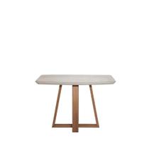 Mesa de Jantar Bennett c/ Vidro Retangular 4 lugares 115 cm Natural Off White Província