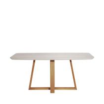 Mesa de Jantar Bennett c/ Vidro Retangular 6 lugares 180 cm Cinamomo Off White Província - Móveis Província