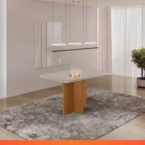 Mesa de Jantar Berlim Rufato 1,20m MDF com Vidro Temperado Naturale Off White - Naturale/Off-white Mesa de Jantar Berlim Rufato 1,20m MDF com Vidro Temperado Naturale Off White - Naturale/Off-white