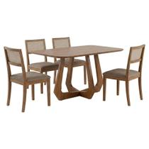 Mesa de Jantar Bromelia Com 4 Cadeiras Estofadas Kiwi Linho NATUEM