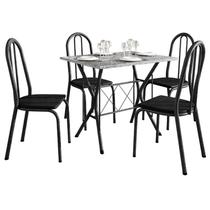 Mesa de Jantar Bruna 100x60 cm com Granito Ocre Itabira com 4 Cadeiras 050 Preto - Artefamol