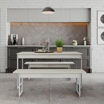 Mesa de Jantar C/02 Bancos Tub 135cm Est.Branca