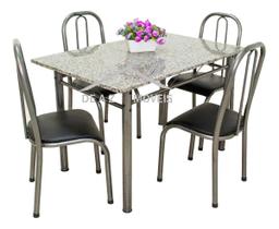 Mesa De Jantar C/ 4 Cadeiras Granito Madri 1.00m Cor Chumbo - Quality