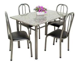 Mesa De Jantar C/ 4 Cadeiras Granito Madrid 1.00m Chumbo - Quality