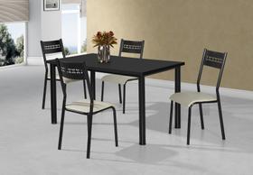 Mesa de Jantar c/4 Cadeiras Titanium Tampo Preto Tubo Preto Mesa de Jantar c/4 Cadeiras Titanium Tampo Preto Tubo Preto