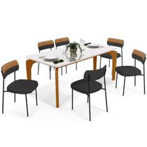 Mesa De Jantar Capri Off White 6 Cadeiras B05 Grafite Caramelo