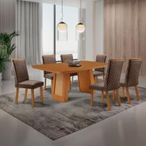 Mesa de Jantar Carolina 180cm Tampo MDF Canto Copo Laminado com 6 cadeiras Lira Mesa de Jantar Carolina 180cm Tampo MDF Canto Copo Laminado com 6 cadeiras Lira