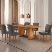 Mesa de Jantar Carolina Tampo 180cm MDF Canto Copo e 6 Cadeiras Melissa Moderna Mobilia Mesa de Jantar Carolina Tampo 180cm MDF Canto Copo e 6 Cadeiras Melissa Moderna Mobilia