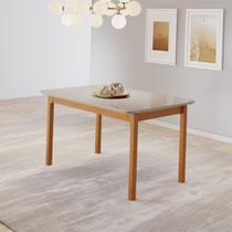 Mesa de Jantar Cativa 120cm x 80cm Retangular 4 Lugares Tampo MDF com Vidro Branco/Cinamono/Off White Mesa de Jantar Cativa 120cm x 80cm Retangular 4 Lugares Tampo MDF com Vidro Branco/Cinamono/Off White