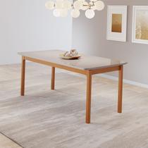 Mesa de Jantar Cativa 180cm x 90cm Retangular 6 Lugares Tampo MDF com Vidro Branco/Cinamono/Off White Mesa de Jantar Cativa 180cm x 90cm Retangular 6 Lugares Tampo MDF com Vidro Branco/Cinamono/Off White