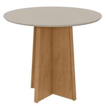 Mesa de Jantar Celebrare 100x100 cm Tampo Arredondado Amêndoa Clean Off White com Vidro Lopas