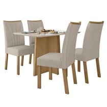 Mesa de Jantar Celebrare 120x80 com 4 Cadeiras Apogeu Amêndoa/Off White/Veludo Creme - Móveis Lopas