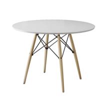 Mesa de Jantar Charles Eames Redonda Pés Madeira Tampo Madeira Eiffel Wood 90cm