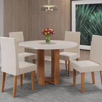 Mesa de Jantar Chiara Redonda 90x90cm com 4 Cadeiras Venus Mel/Off White Mesa de Jantar Chiara Redonda 90x90cm com 4 Cadeiras Venus Mel/Off White