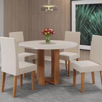 Mesa de Jantar Chiara Redonda 90x90cm com 4 Cadeiras Venus Mesa de Jantar Chiara Redonda 90x90cm com 4 Cadeiras Venus