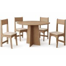 Mesa de Jantar Cindy 90cm Redonda Sem Vidro com 4 Cadeiras Delta em material sintético Sonetto Cor Mel Savana Mesa de Jantar Cindy 90cm Redonda Sem Vidro com 4 Cadeiras Delta em material sintético Sonetto Cor Mel Savana