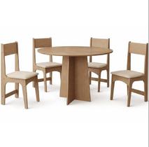Mesa de Jantar Cindy 90cm Redonda Sem Vidro com 4 Cadeiras Delta em material sintético Sonetto Mesa de Jantar Cindy 90cm Redonda Sem Vidro com 4 Cadeiras Delta em material sintético Sonetto