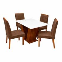 Mesa de Jantar Classic 120x80cm com Vidro e 4 Cadeiras Giulia em Veludo Estofadas Cel Móveis Cor Cinamomo Off White com Tecido Marrom Mesa de Jantar Classic 120x80cm com Vidro e 4 Cadeiras Giulia em Veludo Estofadas Cel Móveis Cor Cinamomo Off White com Tecido Marrom