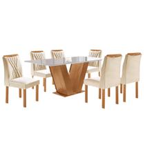 Mesa de Jantar Classic 160x80cm com 6 Cadeiras Lisboa Cel Móveis Cinamomo Off White