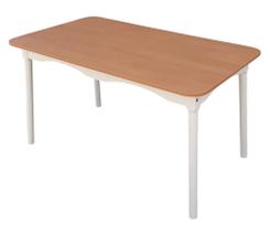 Mesa De Jantar Colonial Brisa 137x80cm Rústica em Madeira com Tampo em MDF Revestimento Amadeirado