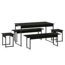 Mesa De Jantar Com 2 Bancos E 2 Banquetas Industrial Tub Preto ônix / Mesa De Jantar Com 2 Bancos E 2 Banquetas Industrial Tub Preto ônix /