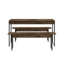 Mesa De Jantar Com 2 Bancos Estilo Industrial Tub Carvalho Dark / Mesa De Jantar Com 2 Bancos Estilo Industrial Tub Carvalho Dark /