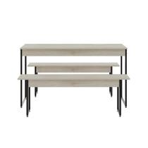 Mesa De Jantar Com 2 Bancos Estilo Industrial Tub Snow /