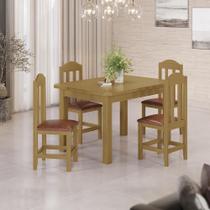 Mesa De Jantar Com 4 Cadeiras Com Estofado material sintético Marrom 120cm Nogueira Safira Shop Jm
