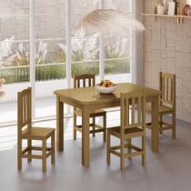 Mesa De Jantar Com 4 Cadeiras Em Madeira Maciça 120cm Nogueira Diamante Shop Jm