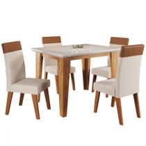 Mesa de Jantar com 4 Cadeiras Florata Veneza Off White Viero