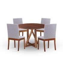 Mesa de Jantar com 4 Cadeiras Herval Geneva, Bege Acinzentado/Amêndoa, 110 Cm