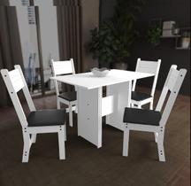 Mesa de Jantar com 4 Cadeiras Indekes Karla Branca / Cadeiras Pretas