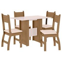 Mesa de Jantar com 4 Cadeiras Milano Carvalho Off White - Poliman