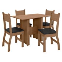 Mesa De Jantar Com 4 Cadeiras Milano Cor Carvalho Preto Poliman