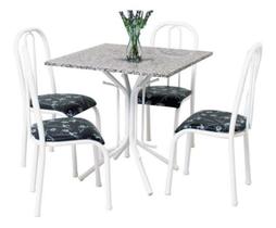 Mesa De Jantar Com 4 Cadeiras Monaco 80cm Em Aço Cor Branca