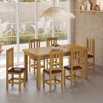 Mesa De Jantar Com 6 Cadeiras Com Estofado material sintético Marrom 160cm Marrom Diamante Shop Jm
