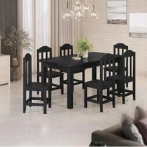 Mesa De Jantar Com 6 Cadeiras Em Madeira Maciça 160cm Preto Safira Shop Jm