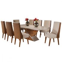 Mesa de Jantar com 6 Cadeiras Glamour Topazio Off White Viero