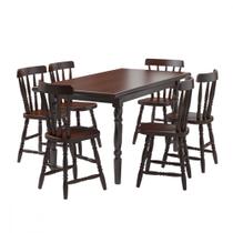 Mesa de Jantar com 6 Cadeiras Madeira Castanho Piratini