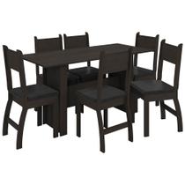 Mesa de Jantar Com 6 Cadeiras Milano Amendoa Preto Poliman Móveis