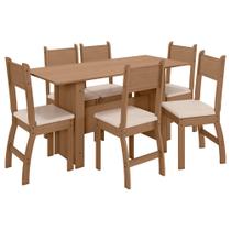 Mesa de Jantar Com 6 Cadeiras Milano Carvalho Savana Poliman Móveis