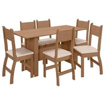 Mesa de Jantar com 6 Cadeiras Milano Carvalho Savana - Poliman